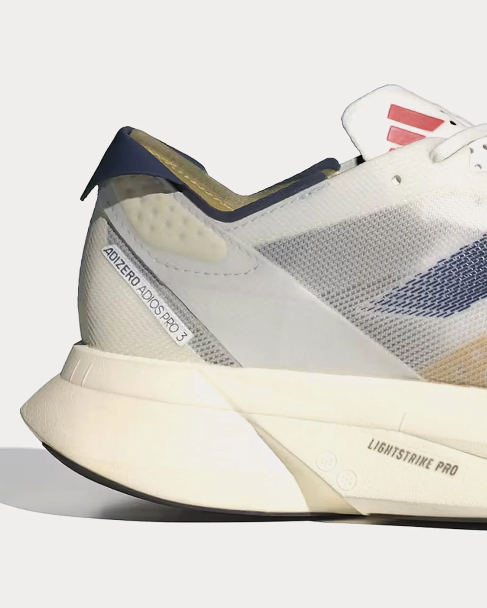 Adios Pro 3 Cloud White / Dark Blue / Gold Metallic Running Shoes