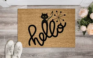 Atomic Cat, Kitschy Cute, Quirky, Summer Hello, Housewarming Mid Century Mod Welcome Mat