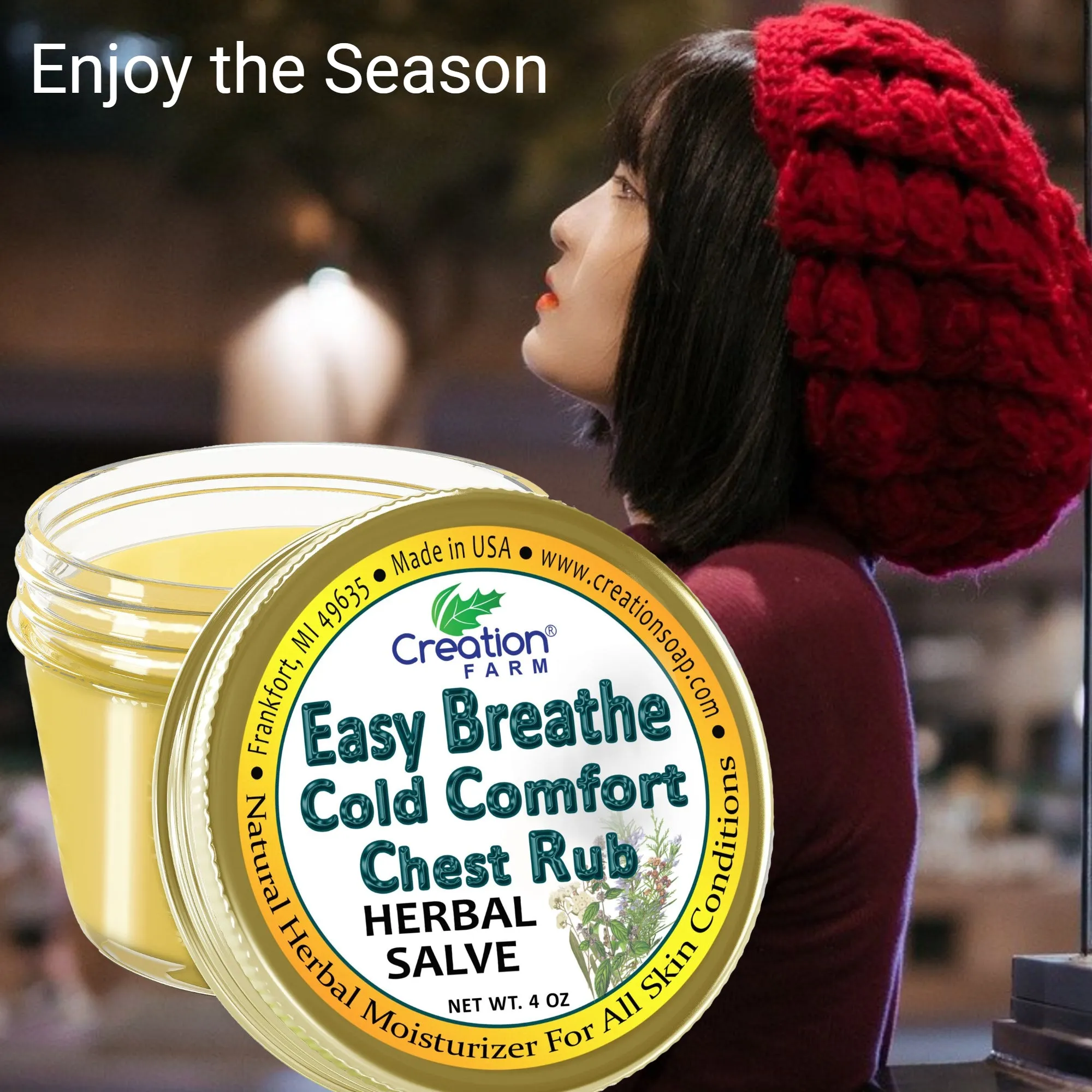 Easy Breathe Cold Comfort Chest Rub - Herbal Balm from Creation Farm