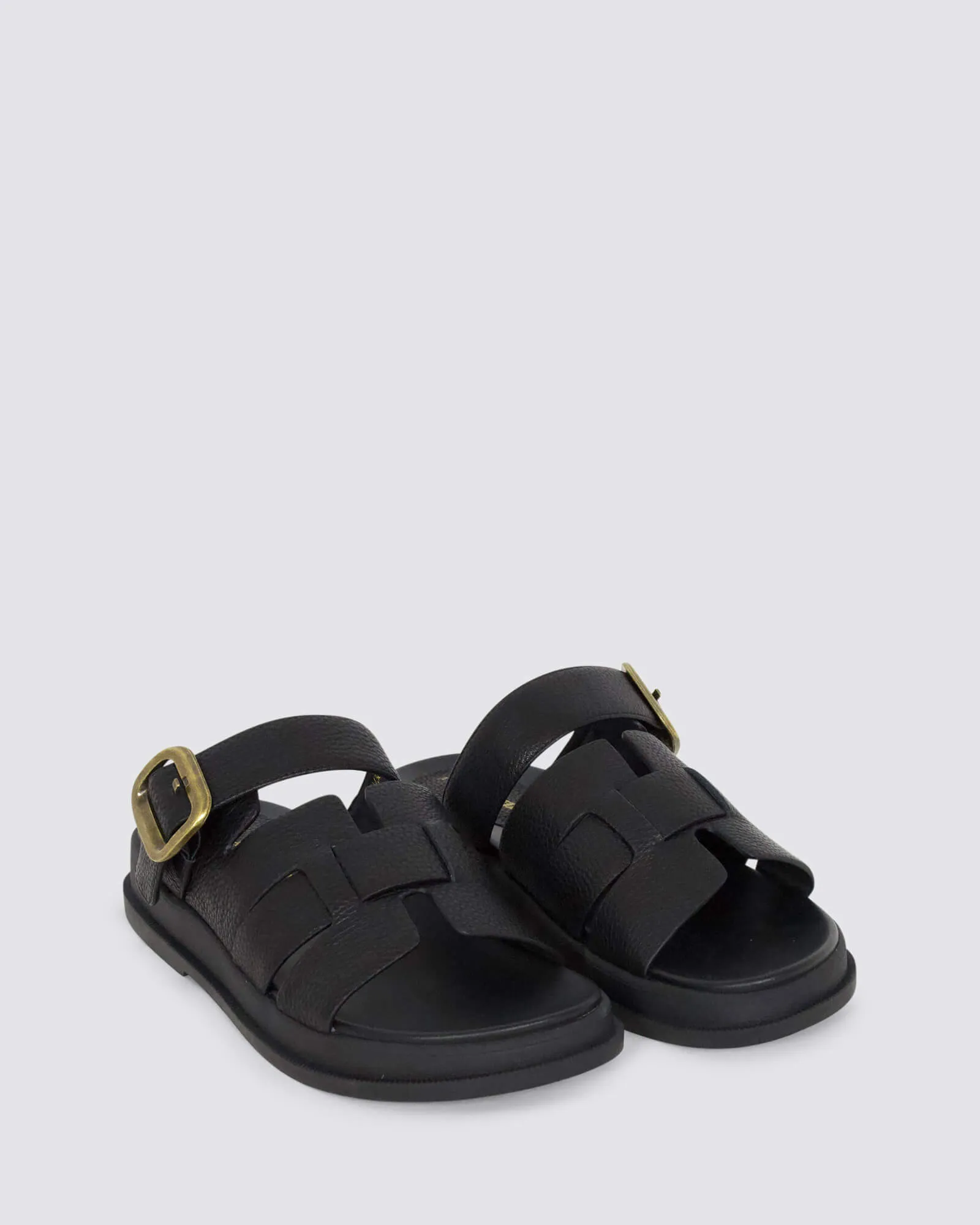 IMAN SANDALS BLACK LEATHER