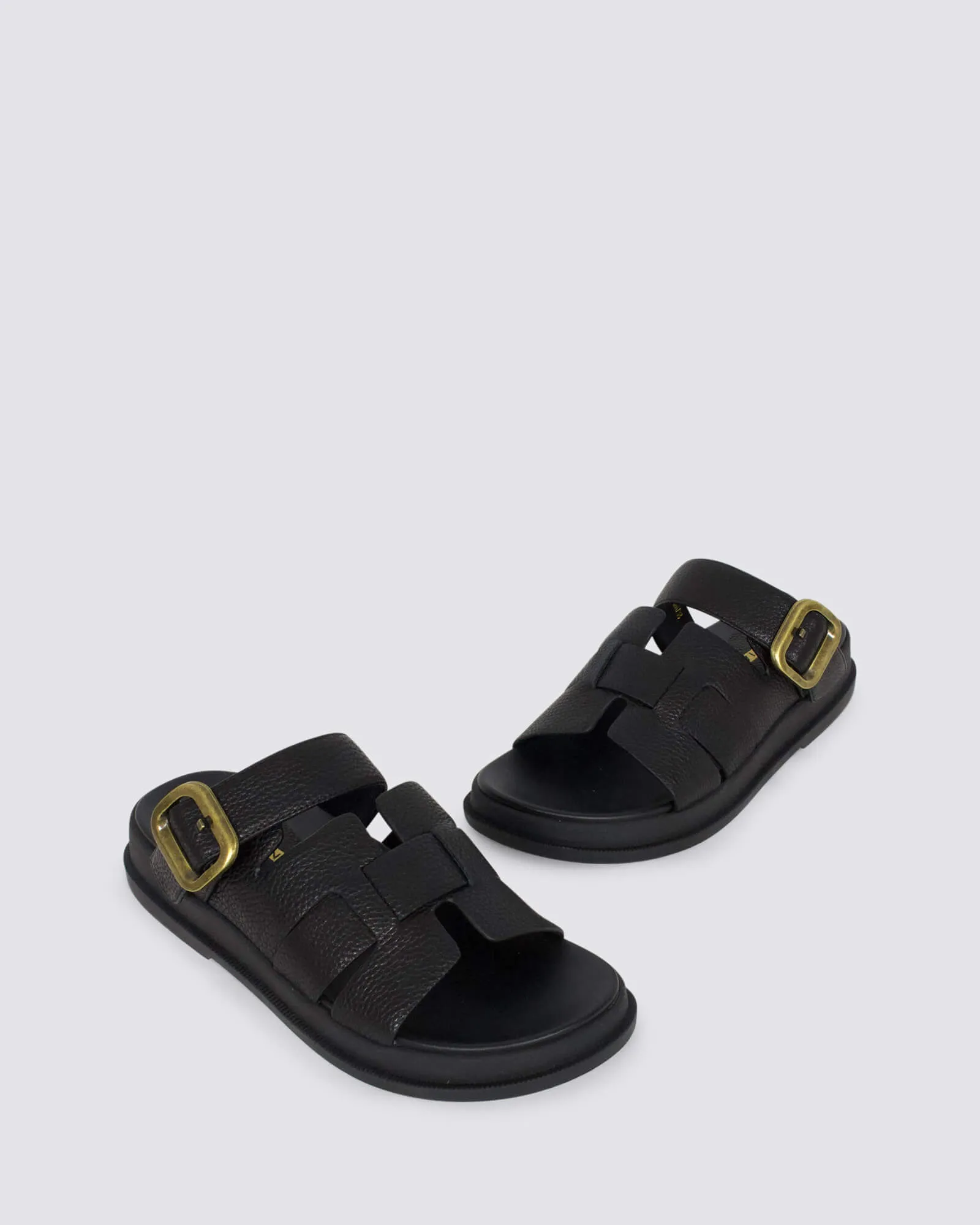 IMAN SANDALS BLACK LEATHER