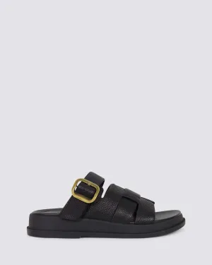 IMAN SANDALS BLACK LEATHER