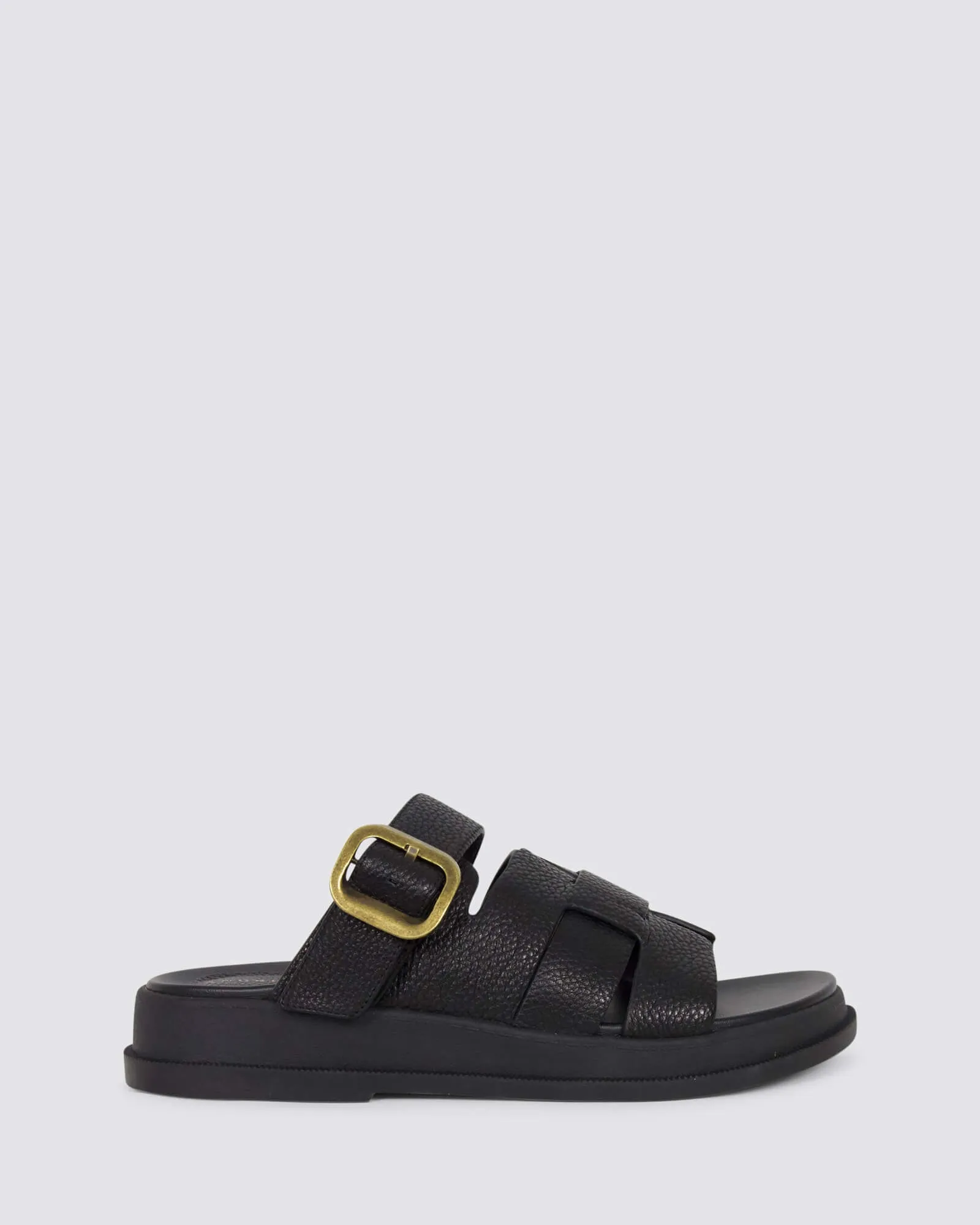 IMAN SANDALS BLACK LEATHER