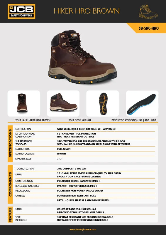 JCB Hiker HRO Brown Composite Toe Men's Boot