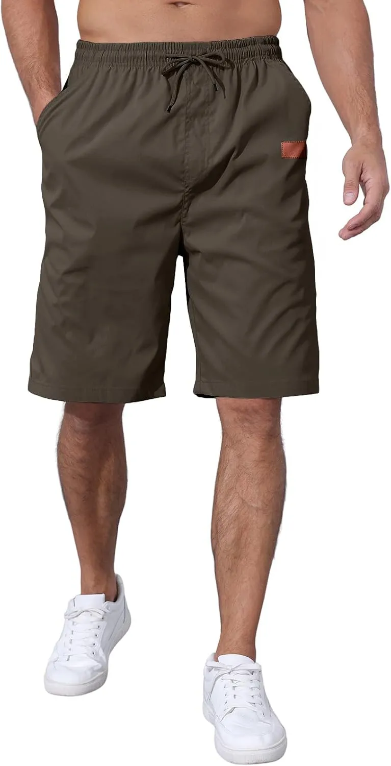 Men's Casual Jogger Shorts Elastic Waist Cargo Shorts Relaxed Fit SweatShorts Running Workout Sport Twill Shorts