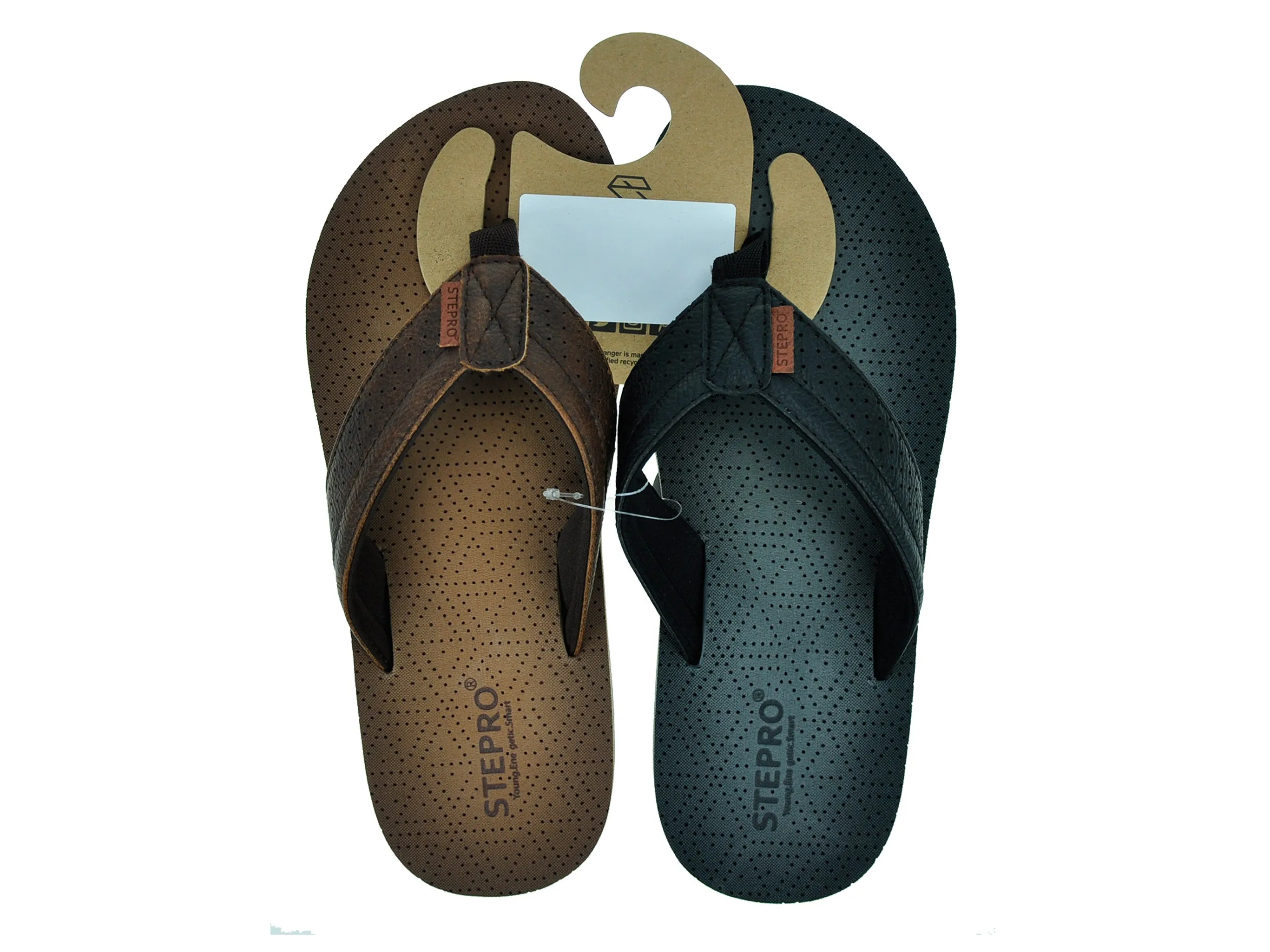 Mens Eva Fashion Cushion Sandals W/ Leather Look Strap. 2 Asst.
