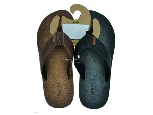 Mens Eva Fashion Cushion Sandals W/ Leather Look Strap. 2 Asst.