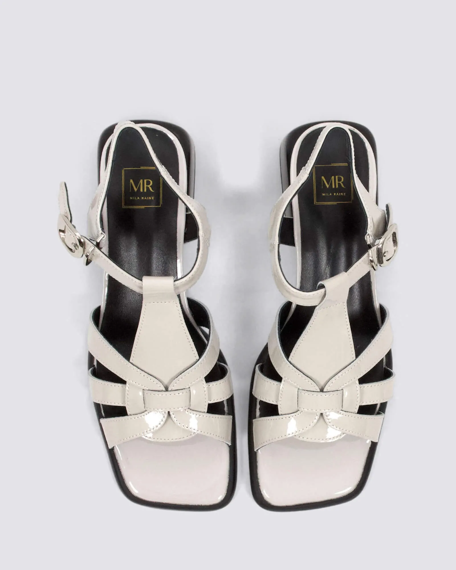 QUE HEELED SANDALS MUSHROOM PATENT