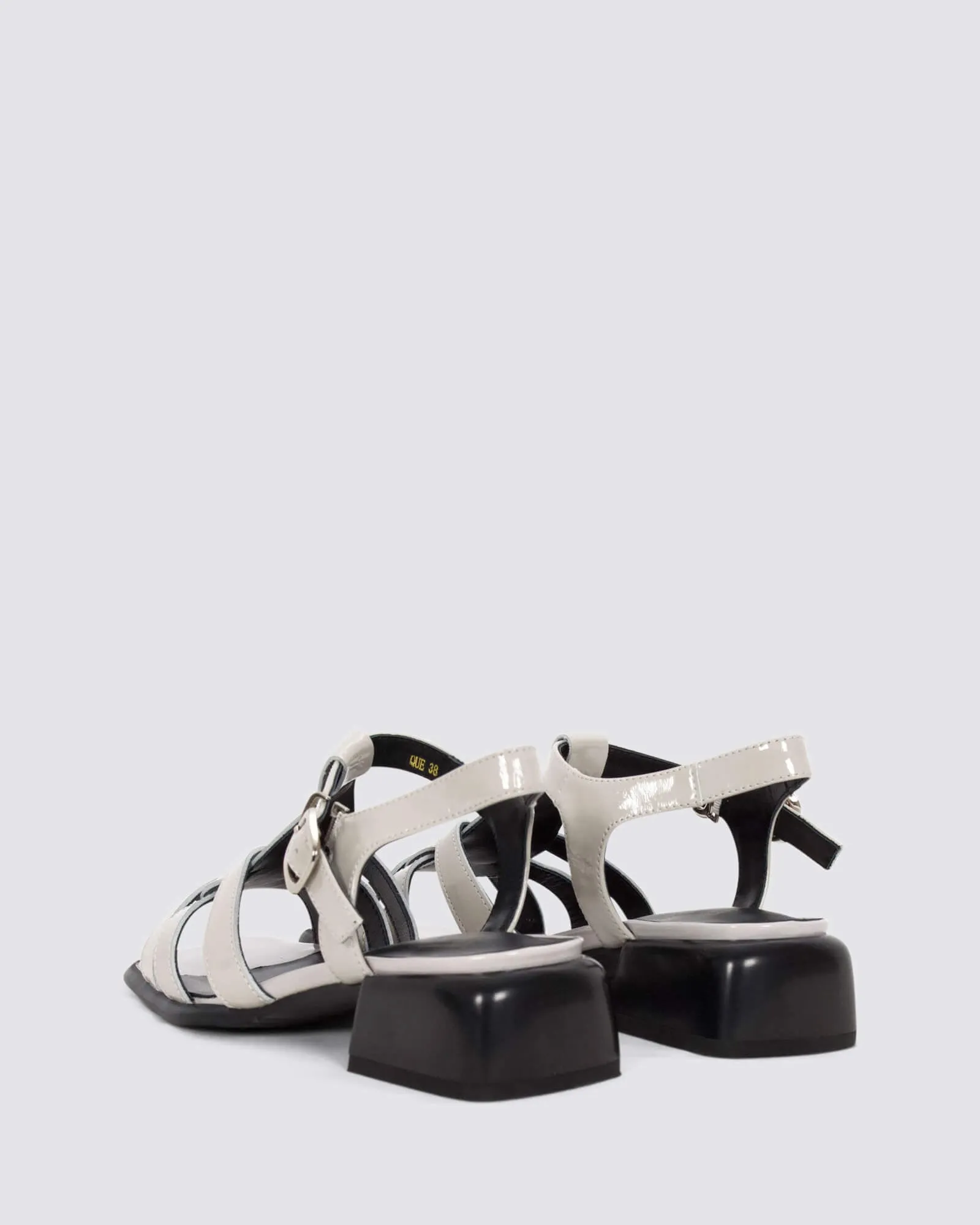 QUE HEELED SANDALS MUSHROOM PATENT